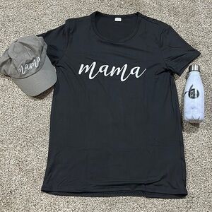 Mama shirt with hat and water bottle